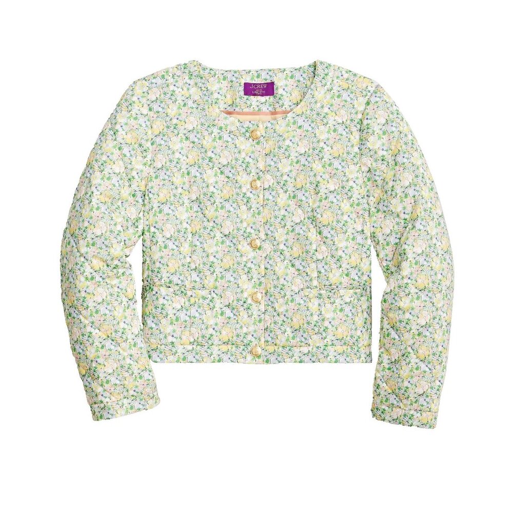 NWT J.Crew Quilted Louisa Lady Jacket in Ivory Colour Fields Liberty Floral 10